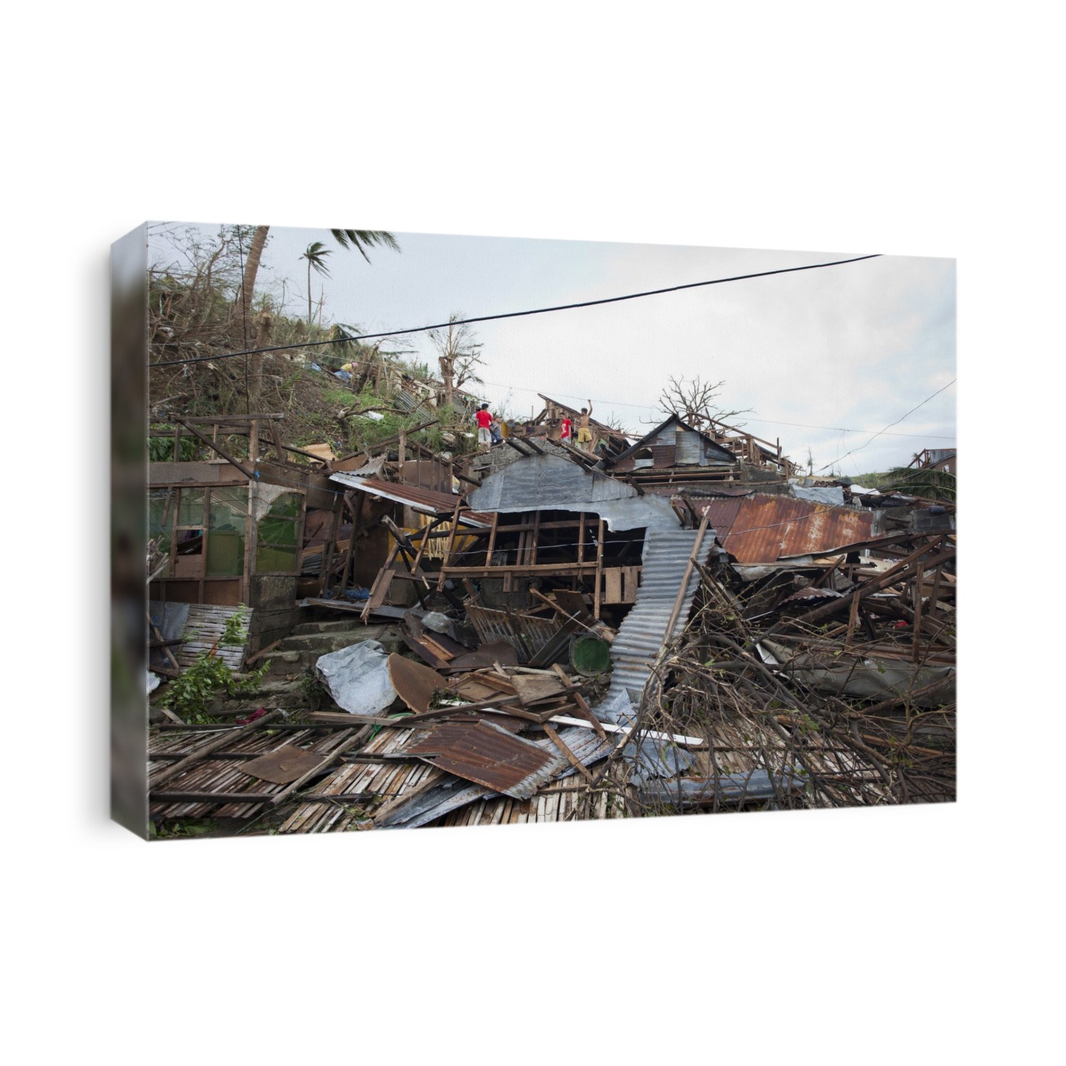 Destruction to a shanty town after super typhoon Haiyan. Haiyan was the strongest tropical cyclone ever recorded to have made landfall, with sustained winds of more than 300 kilometres per hour at its peak. The island of Leyte, and in particular its capital Tacloban, bore the brunt of Haiyan's force. More than 6200 people were confirmed killed, with nearly 2000 missing. Photographed in Tacloban, Leyte, in the Philippines, in November 2013.